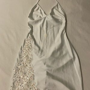 Beautiful white satin entertainer/night out dress